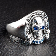 Sterling Silver Designer Rider Skull Ring-Bikerringshop