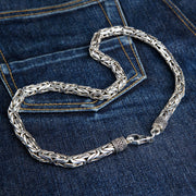 7mm Sterling Silver Byzantine Mens Necklace