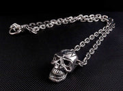 Sterling Silver Big Head Skull Chain Necklace-Bikerringshop