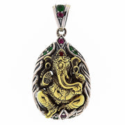 Sterling Silver Hindu Amulet Brass Ganesh Pendant-Bikerringshop