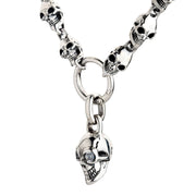 Sterling Silver Diamond Biker Skull Necklace