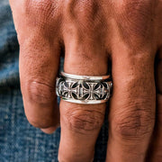 Iron Cross Sterling Silver Spinner Ring on Hand
