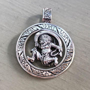 sterling silver Japanese Fujin god pendant