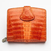 orange genuine crocodile skin leather wallet